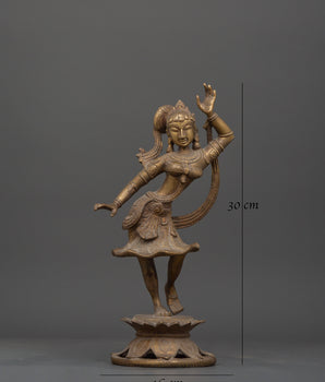 Dancing Tara Statue in Antique Finish | Buddhist Compassion Goddess Sculpture