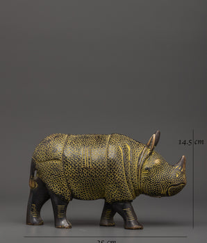 Handcrafted Brass Rhino Statue | Ideal for Wildlife Lovers