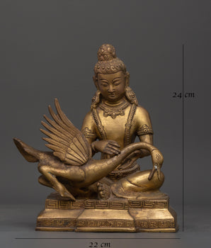 Brass Siddhartha Gautam Statue with Swan | Symbolizing Compassion and Protection