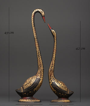 Handcrafted Brass Swan Figurine Set | Elegant Sculptures