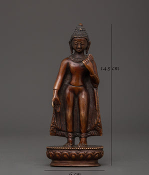Oxidized Copper Dipankara Buddha statue |  Buddhist Enlightenment Deity