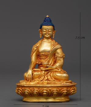 Shakyamuni Buddha Statue in Gold-Plated Copper | Buddhist Altar Decor