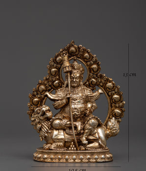 Oxidized Copper Silver-Plated Namtoshe Statue | Tibetan Guardian of Wealth & Protection