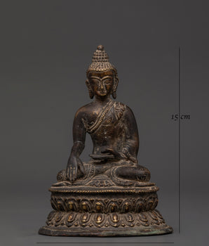 Antique Finish Shakyamuni Buddha Oxidized Copper Statue | Tibetan Buddhist Decor
