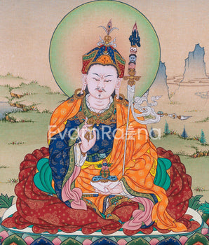 Guru Rinpoche Empowerment Thangka Print | Tibetan Poster Of Lotus Born Master As Wall Art