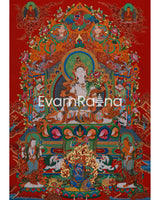 Tara with Buddhas and Bodhisattvas | White Tara Thangka for Healing, Wisdom & Longevity