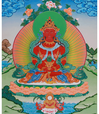 Hand-Painted Buddha Amitayus Thangka