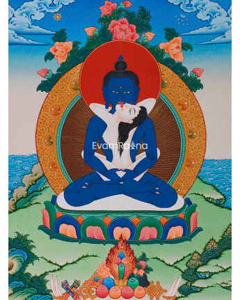 Hand-Painted Primordial Buddha Samantabhadra with Consort