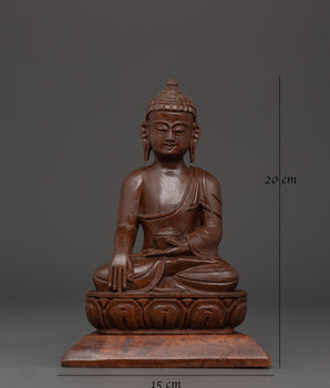 Shakyamuni Buddha Wood Statue | Handcrafted Buddhist Meditation Figurine