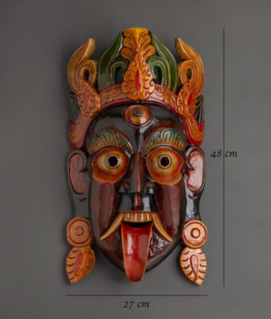 Kali Mask Wall Hanging | Handcarved Fierce Goddess Wall Art