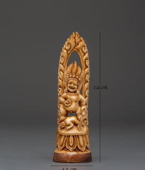 Handcarved Black Dzambhala Bone Statue | Deity of Wealth & Prosperity