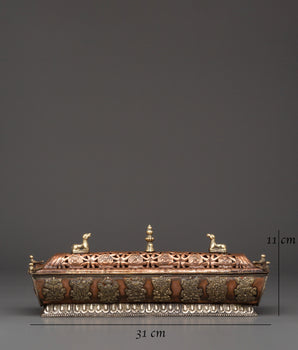 Handcrafted Himalayan Ritual Incense Burner | Brass & Copper Meditation Holder