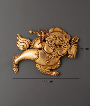 Lion Protector Wall Hanging | Handcrafted Tibetan Guardian Decor