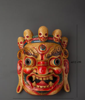 Traditional Tibetan Mask | Handcrafted Wood and Acrylic Painted Ritual Mask