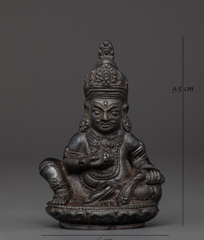 Handcrafted Black Dzambhala Sculpture | Copper Wealth Deity Figurine for Good Fortune
