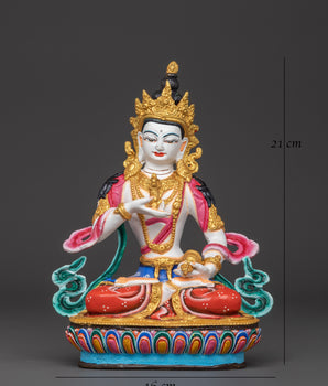Handcrafted Tibetan Vajrasattva Sculpture | Copper & Acrylic Meditation Deity Figure