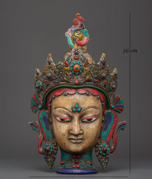 Colorful Deity Wall Hanging Mask | Handcrafted Tibetan Spiritual Art