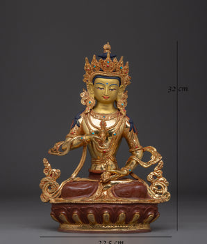 Vajrasattva Traditionally Hand-Carved Bodhisattva Statue | Buddhist Spiritual Sculpture