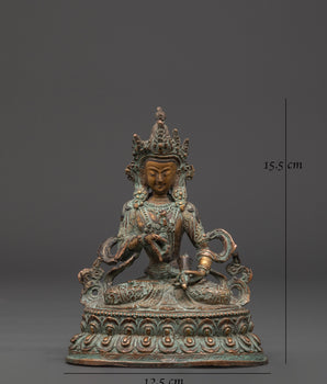 Handmade Vajrasattva Statue | Antique Finished Copper Buddha Figurine