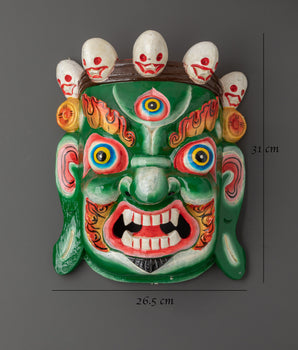 Tibetan Mahakala Wall Hanging | Handcrafted Wooden Protector Deity Mask