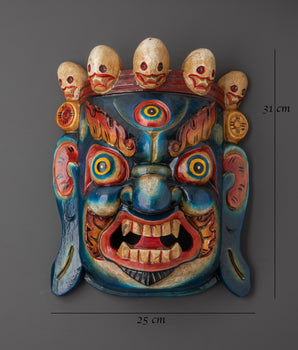 Hand-Painted Wall Hanging |  Traditional Wooden Mask Art for Ethnic Decor