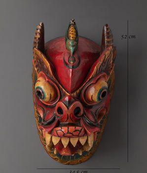 Tibetan Wall Hanging Mask | Ritual Home Decor for Altar, Meditation or Sacred Space