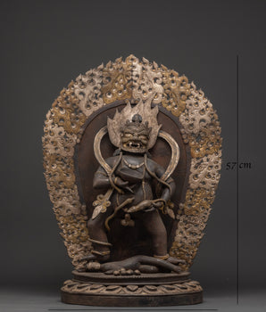 Handcrafted Iron Black Dzambhala Statue | For Prosperity, Power & Tibetan Ritual Practice