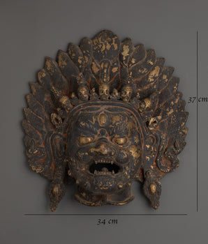 Antique Finish Wrathful Deity Wall Hanging | Tibetan Brass Sculpture