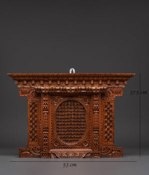 Kathmandu Temple Decor | Traditional Hand-Carved Wooden Window