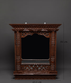 Handcrafted Wall Hanging Mirror | Intricate Wooden Carved Frame