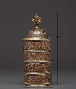 Handcrafted Buddhist Copper Rice Pot | Detailed Floral Engravings