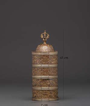 Handmade Buddhist Rice Pot | Copper Body and Brass Offering Vessel