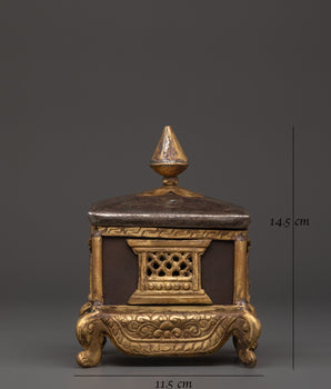 Handcrafted Tibetan Incense Burner | Ritual Censer with Lid for Buddhist Offering