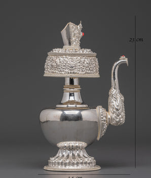 Silver Plated Buddhist Bhumba Set | Ritual Water Vase for Tibetan Ceremonies