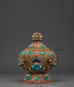 Tibetan Ceremonial Dhupur Rice Pot Set | Handcrafted Copper Ritual Offering