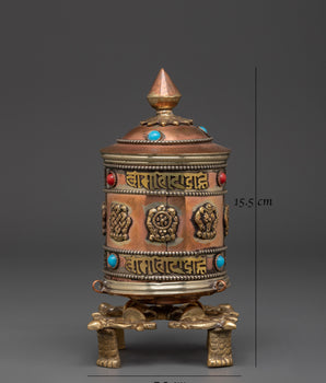 Handcrafted Brass Spiritual Prayer Wheel | Buddhist Meditation Artifact