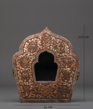 Tibetan Brass Ghau Box | Handcrafted Prayer Box