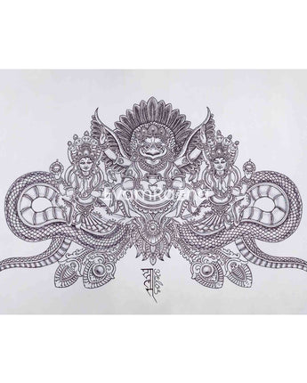 The Garuda Bird Paubha Painting Print