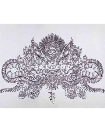 The Garuda Bird Paubha Painting Print