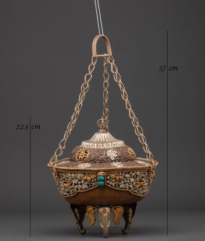 Handcrafted Hanging Tibetan Incense Burner | Sacred Ritual Censer