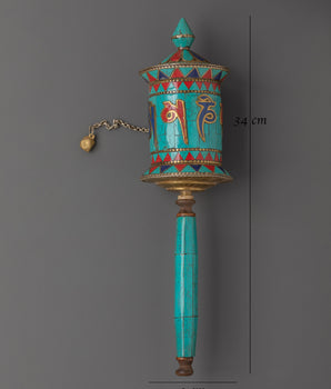 Handcrafted Tibetan Handheld Prayer Wheel | A Sacred Spiritual Tool