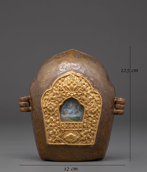 Handmade Religious Ghau Box | Copper and Gold Gilded Tibetan Box
