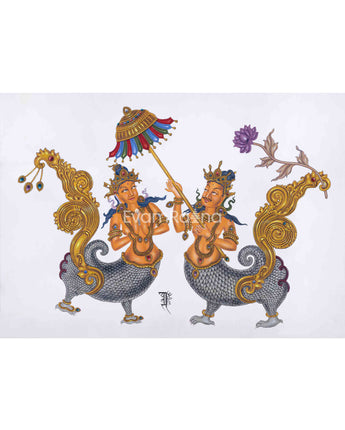 Makara Couple Thangka Prints for Eternal Bonding