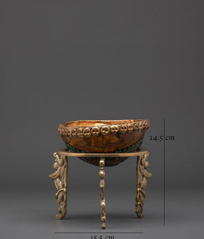 Handcrafted Kapala Ritual Bowl with Brass Stand | Skull Cup for Offering
