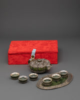 Handcrafted Tibetan Teapot and Offering Bowl Set