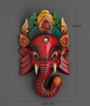 Handcrafted Ganesh Head Wall Hanging in Carved Wood | Boho or Spiritual Spaces