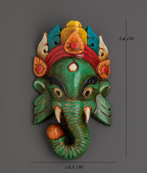 Handcrafted Wooden Ganesha Mask Wall Hanging Decor | Spiritual Gift