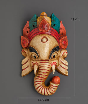 Handcrafted Ganesha Wall Mask in Wood | Ganesh Home Blessing