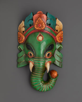 Wooden Ganesh mask wall hanging