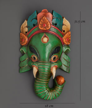 Wooden Ganesh Mask Wall Hanging | Elephant Deity Home Decor